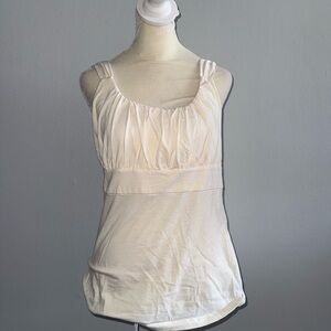 Ann Taylor Cream Pleated Tank Top